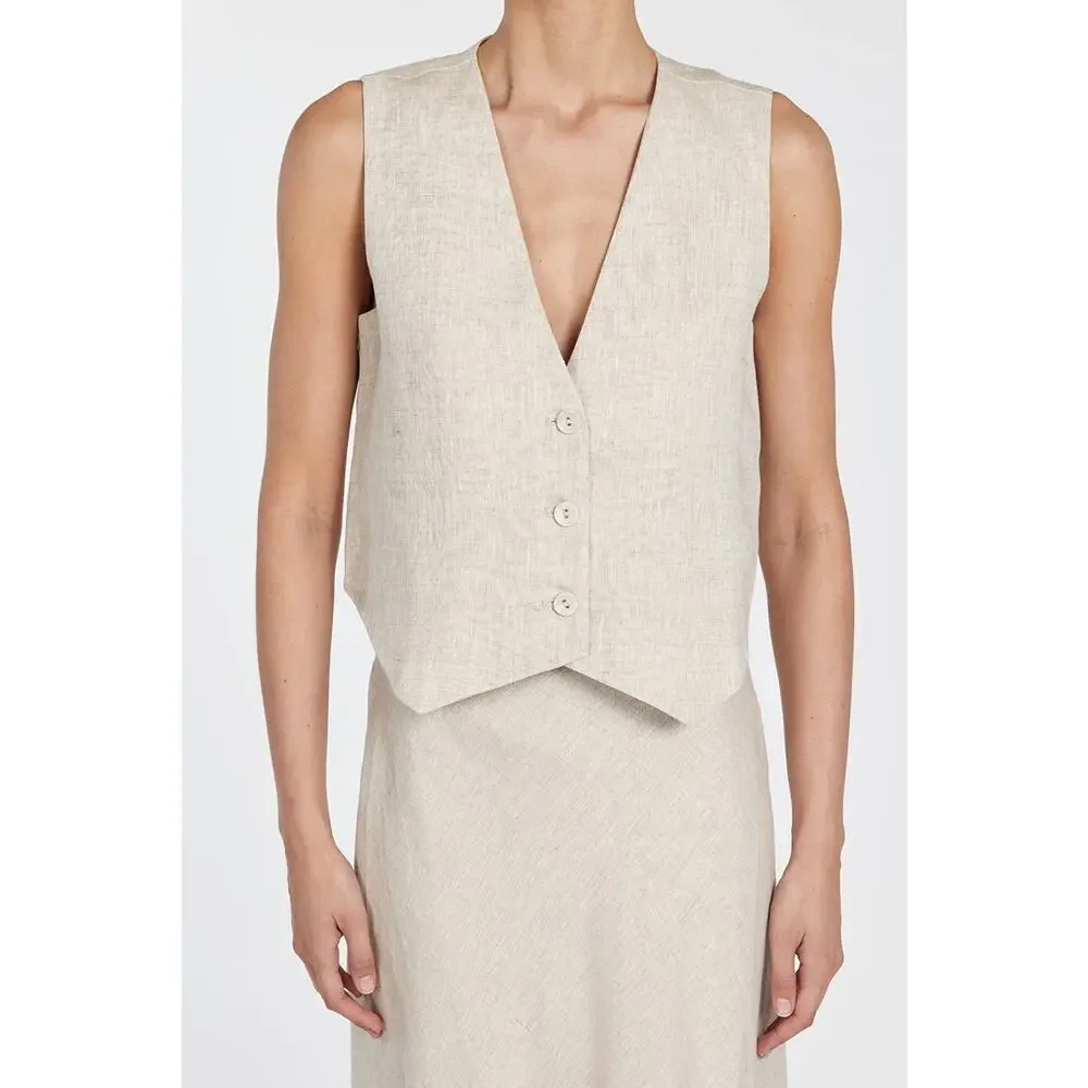 Dissh Banks Linen Vest - 4 - Natural - Picture 5 of 5